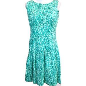 Calvin Klein Fit and Flare Dress Womens 10 Green Cotton Stretch Casual Cruise